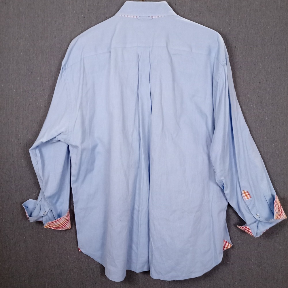 Tommy Hilfiger Mens XXL Blue 80s 2-Ply Cotton Button Down Shirt Gingham Trim - Picture 9 of 9